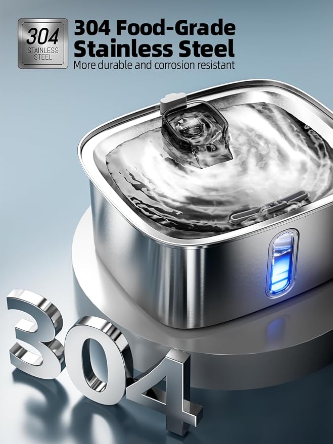 Dog Water Fountain for Large Dogs, 9L/2.4Gal Stainless Steel Dog Fountain - Image 4
