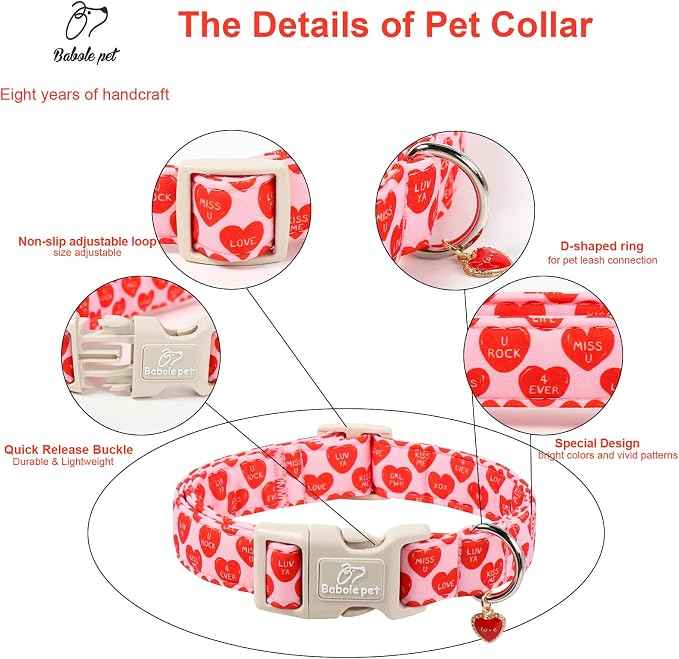 Valentines Dog Collar for Large Dogs
