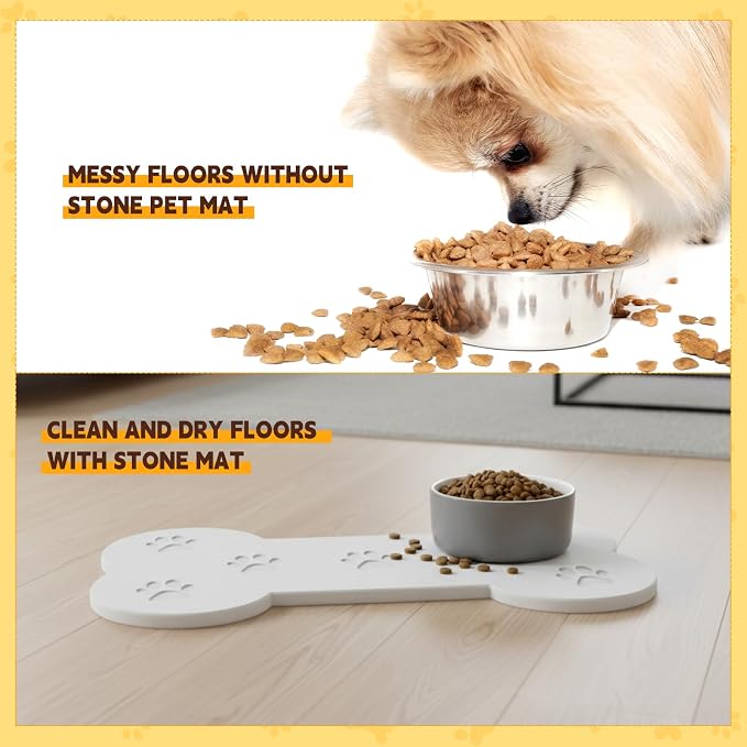 Diatomaceous Earth Dog Food Mat, Large 19.6"x9.8" Bone Shape - Image 3