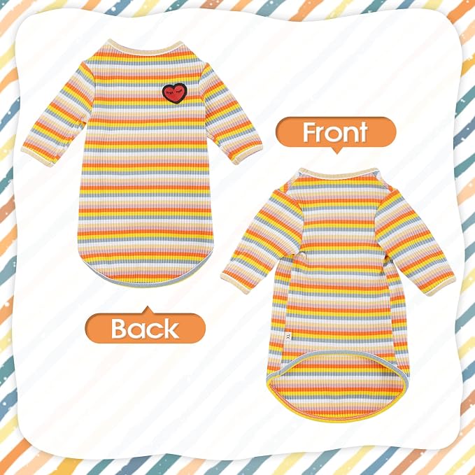 DENTRUN Hairless Cats Shirt Breathable Cat Daily Wear Clothes Stripe Vest - Image 2