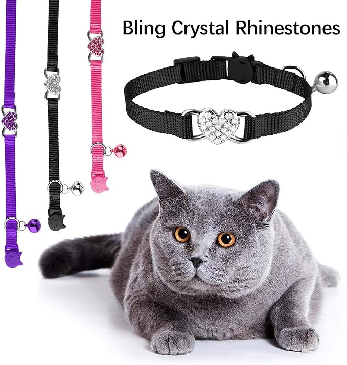 2 Pcs Cat Collars Heart Bling Breakaway - Image 7