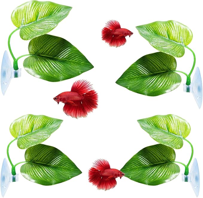 CousDUoBe 4 Pack Betta Fish Leaf Pad Improves Betta's Health by Simulating The by CousDUoBeAquariumfishtankdecoration