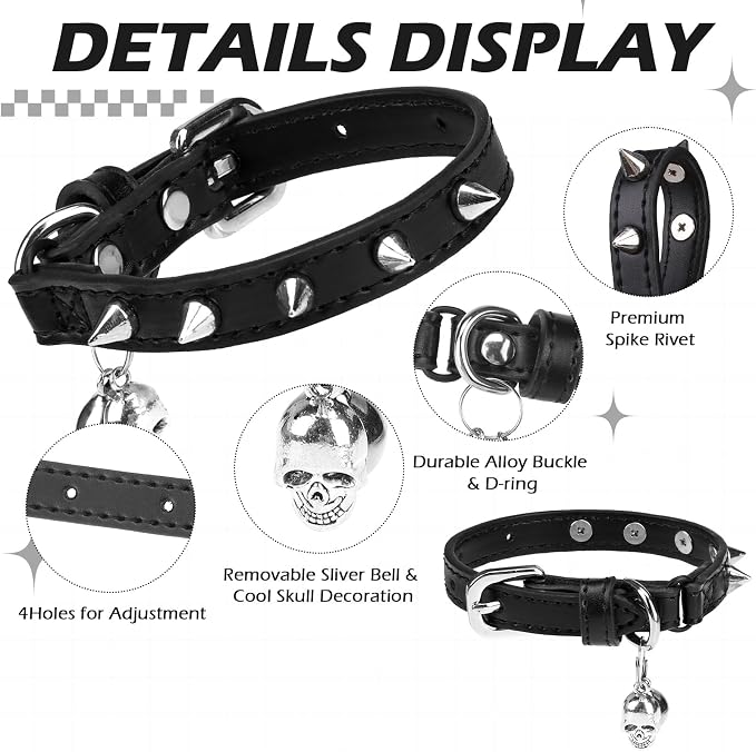 EXPAWLORER Leather Cat Collar for Girl Boy- Adjustable Pet Collar - Image 3