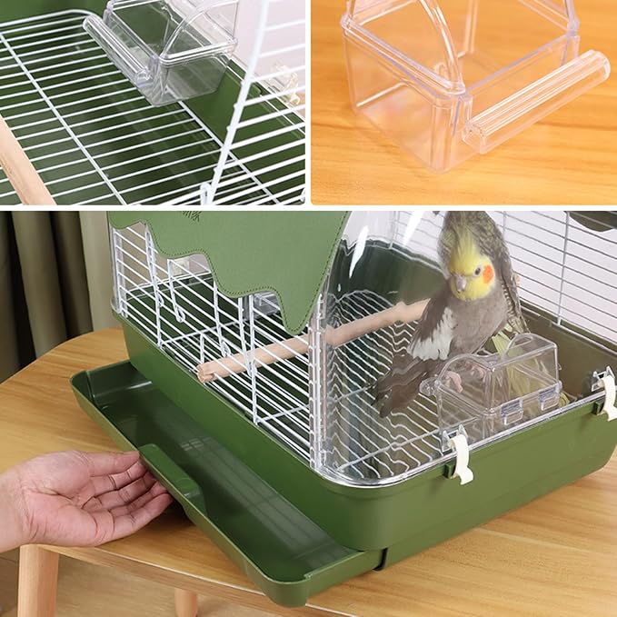 Small Bird Cage, Transparent Bird Travel Carrier, Full View Cockatiel Cage - Image 7