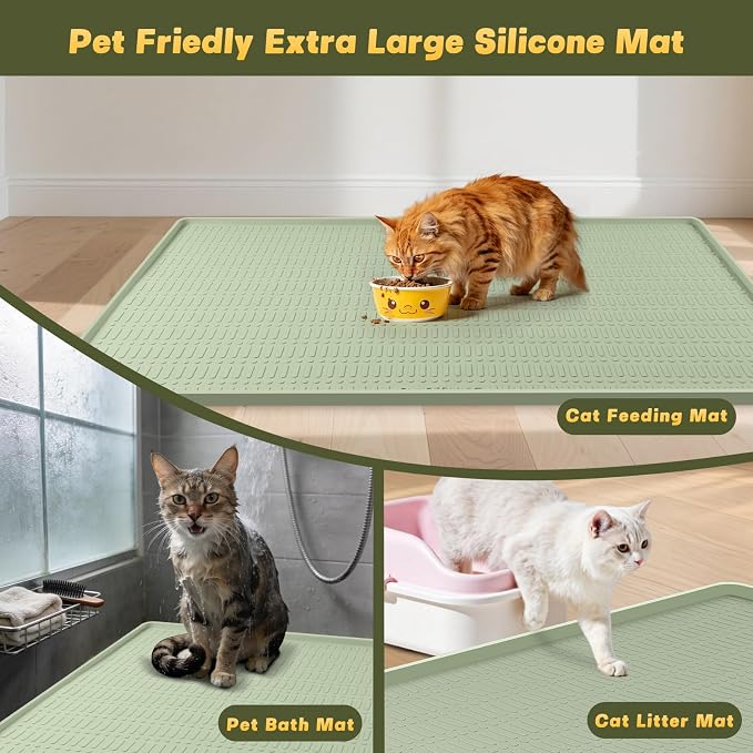 47" x 35" Silicone Cat Food Mat, Waterproof Pet Feeding Mat - Image 7