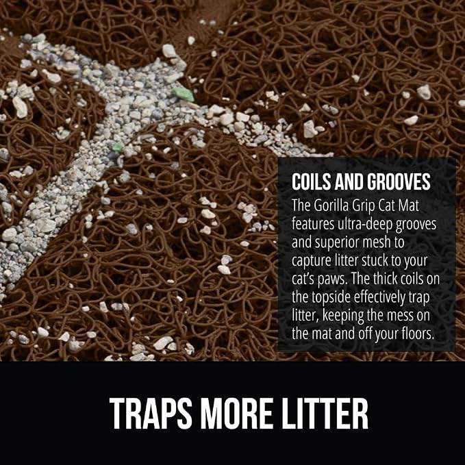 GORILLA GRIP Cat Litter Box Mat, Water Resistant, US Designed Kitty Litter - Image 3