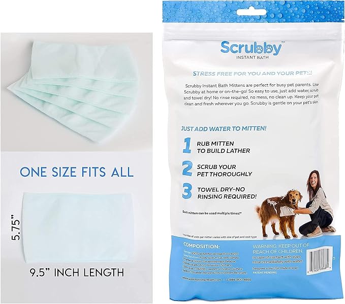 No Rinse Wipes | Rinse Free Shampoo Mittens | Dogs & Cats | Bath Wipes | - Image 5
