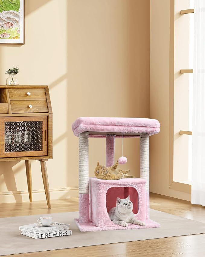 SYANDLVY Small Cat Tree for Indoor Cats Large Adult, Modern House - Image 2