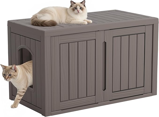 Cat Litter Box Enclosure, Indoor Outdoor Cat House Weatherproof, Side Table by WTFGO