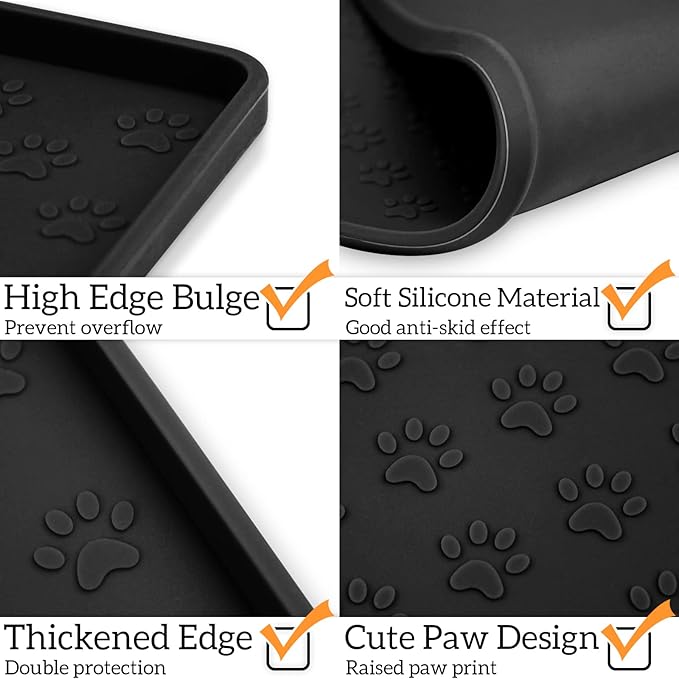 Ptlom Pet Placemat for Dog and Cat, Waterproof Non-Slip Silicone Feeding Bowl - Image 4
