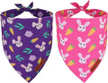 ADOGGYGO Easter Dog Bandana 2 Pack, Bunny Carrot Print Triangle Pet Scarf by ADOGGYGO