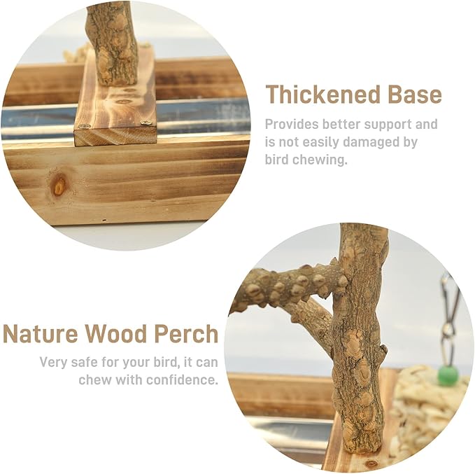 Natural Wood Bird Toys Playground, Bird Cage Accessories, Bird Perches - Image 5