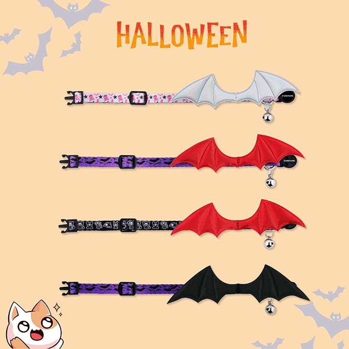 1 PC Bat Wing Cat Collar with Bell, Adjustable Kitten Collar with Safety - Image 5