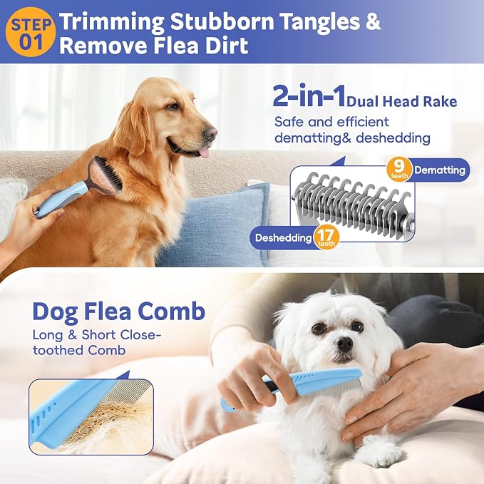 Dog Brush for Shedding 13pcs Bath Grooming Kit - Image 3