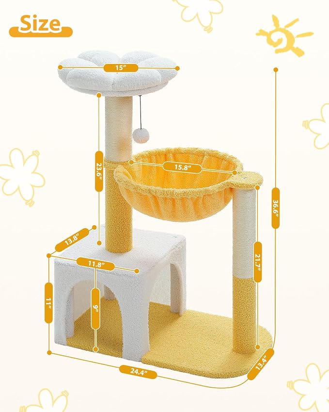 Cute Cat Tree with Flower Top Bed - Image 8