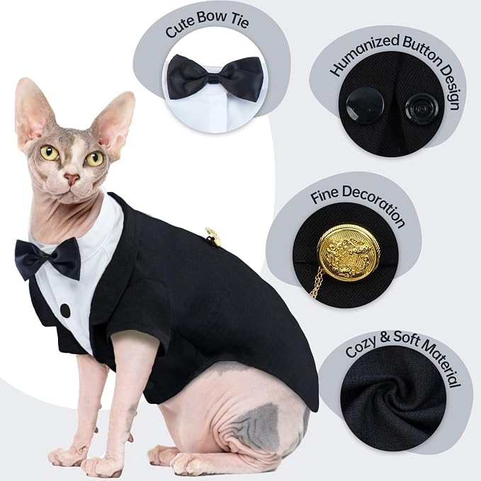 QBLEEV Cat Tuxedo Suit, Cat Halloween Costumes - Image 3