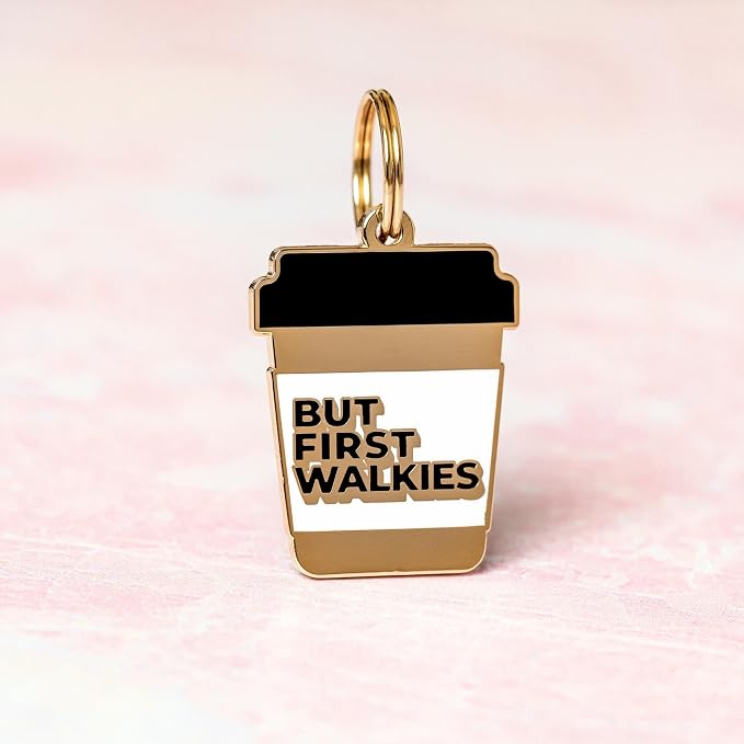 Two Tails Pet Company Personalized 'But First Walkies' Pet ID Tag & Collar Charm - Image 4