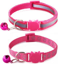 Reflective Cat Collar with Bells, Hot Pink Break Away Kitten Collar with Bells by YOUALSO
