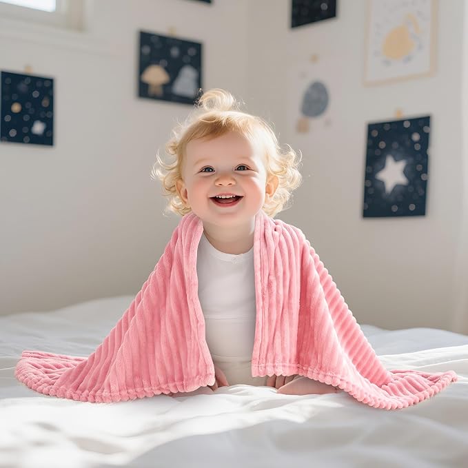 Soft Fleece Baby Blanket Ultra Cozy Pink Baby Blankets - Image 8