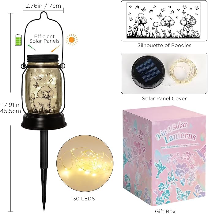 kyoryuger Poodle Gifts for Women/Men, Poodle Solar Lanterns Dog Mom Birthday - Image 4