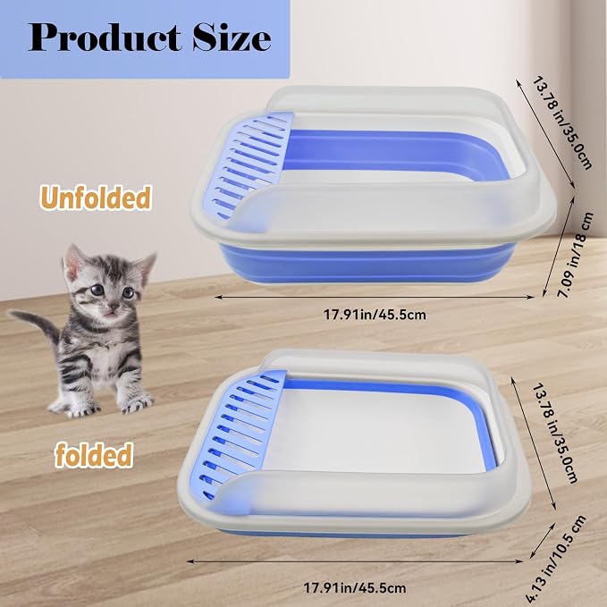 kathson Collapsible Kitten Litter Box, Foldable Anti-Splashing Small Kitty - Image 5
