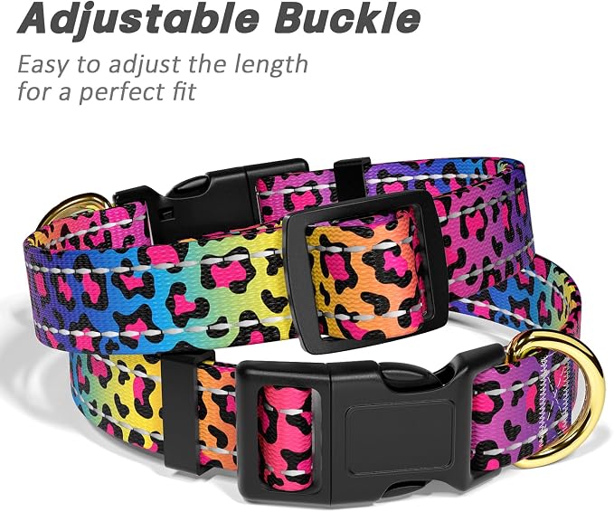 Reflective Dog Collar for Large Dogs, Cute Leopard Style Adjustable Heavy-Duty - Image 6