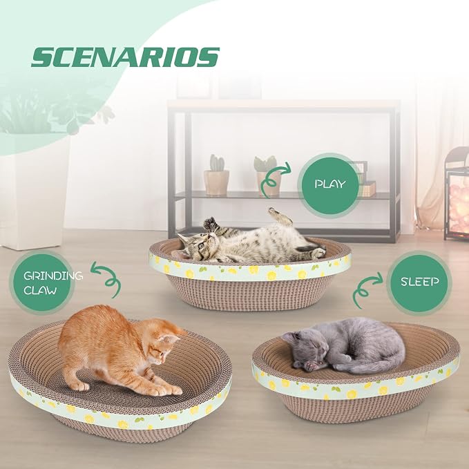 Oval Large Cat Scratcher Cardboard Bed Lounger Couch, Cat Scratching Board - Image 6