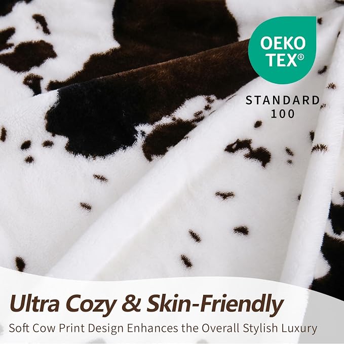 Bnuitland Cute Cow Printed Fleece Flannel Throw Blanket, Super Soft 300 GSM - Image 6