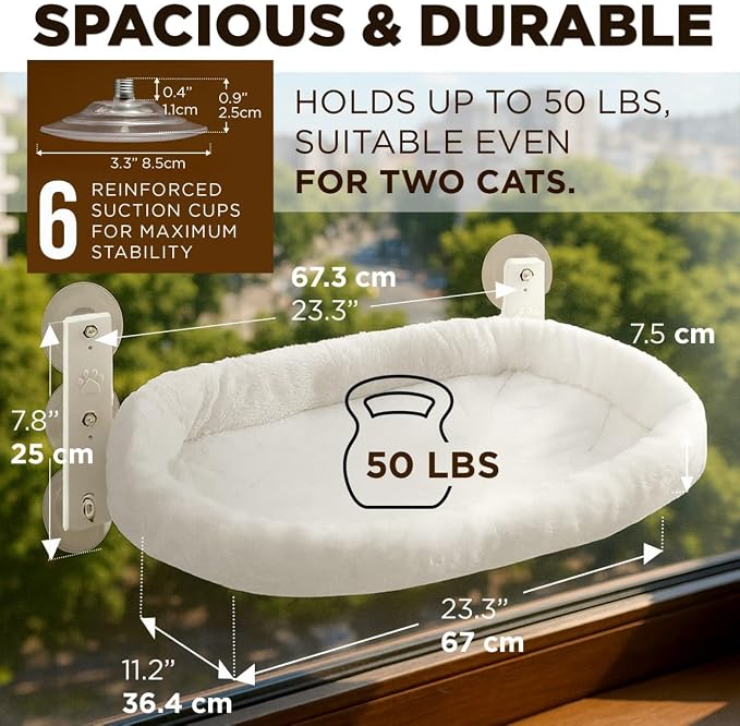 Cat Window Perch – Strong 6 Suction Cup Foldable Cat Hammock Bed - Image 3