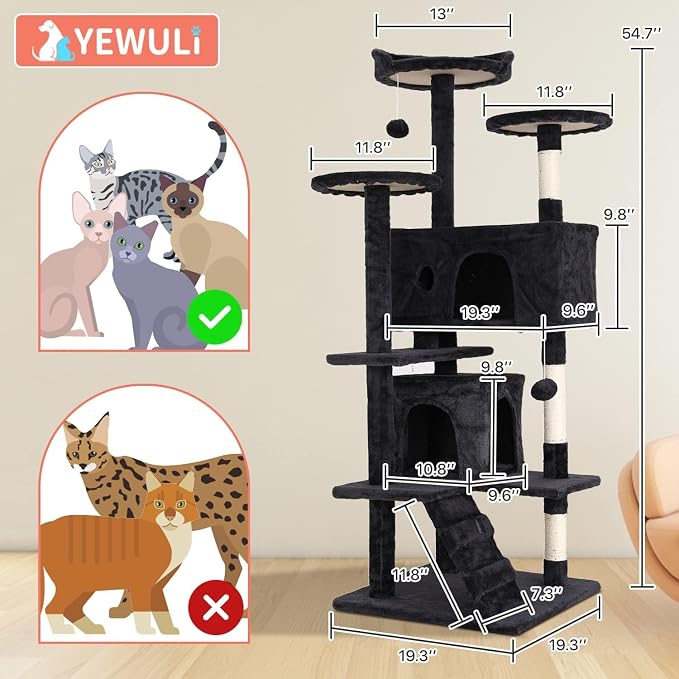 54in Cat Tree Cat Climbing Tower - Image 7