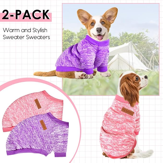 2 Pcs Dog Sweaters for Small Dogs Girl Boy Winter Fleece Clothes Warm Soft Dog - Image 6