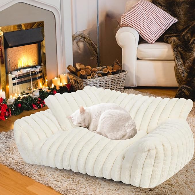 Cute Cat Couch Bed for Indoor Cats, Fluffy Pet Cat Sofa by Unknown
