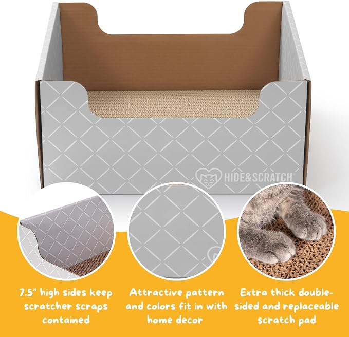 Hide & Scratch Cardboard Cat Scratcher Box & Bed - Image 3