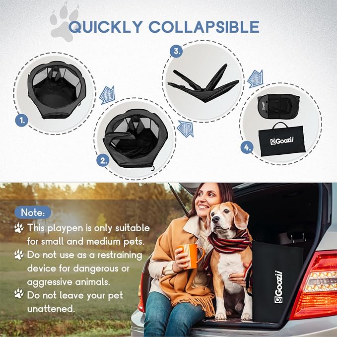 Portable Dog Playpen for Medium Dogs, Collapsible Pet Cat Kitten Puppy Playpen - Image 6