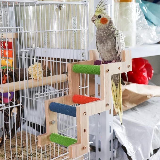 Bird Ladder Bridge, Wooden Parrot Hamster Climbing Ladder Toys, Bird Perch Stand - Image 2