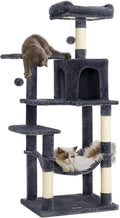 Feandrea Cat Tree, 55.1-Inch Cat Tower, Plush Multi-Level Condo by FeandreabySONGMICSHOME