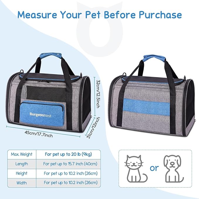 BurgeonNest Cat Carrier for Large Cats 20 lbs, Medium Pet Under 25 lbs - Image 2