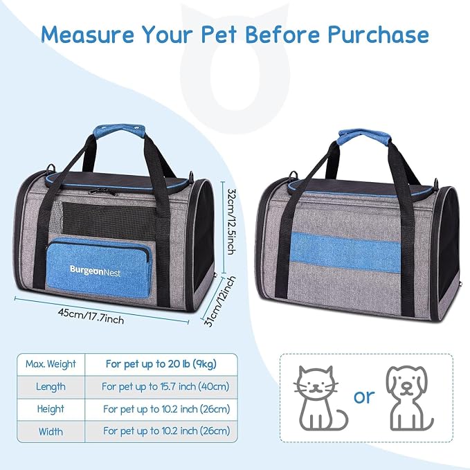 BurgeonNest Cat Carriers for Small Cats Under 15, Medium Puppy Under 25 lbs - Image 2