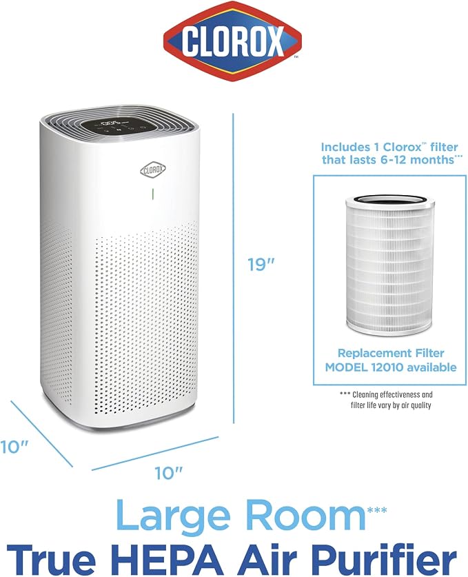 Clorox HEPA Air Purifiers for Home, True HEPA Filter, Large Rooms Up to 1 - Image 8