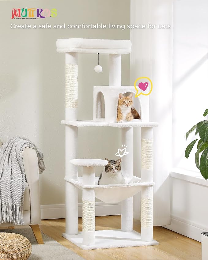 Cat Tree for Large Cats with Metal Plush Big Hammock, 56.3" Cat Tower for - Image 7