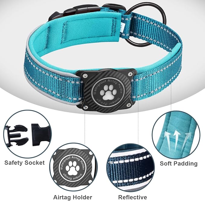 Airtag Dog Collar with Waterproof Air Tag Holder, Luminous Reflective, Soft - Image 4