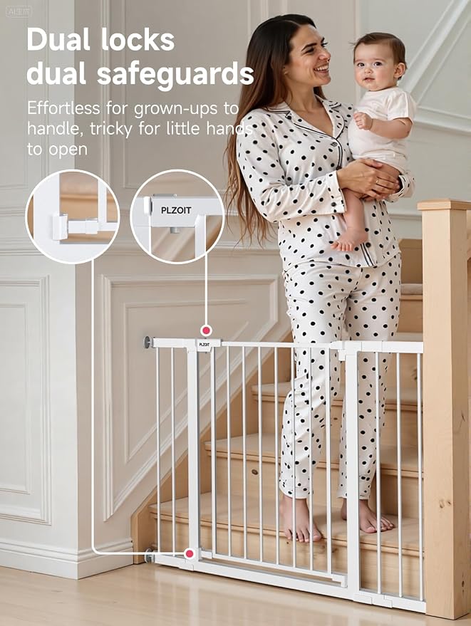 Baby Gate for Stairs, Stairs and Doorways Child Gate Pressure Mounted Safety - Image 3