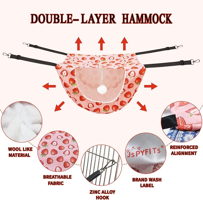 JSPYFITS Cat Cage Hammock with Ball, Double Layer Hanging Adjustable Soft Pet - Image 4