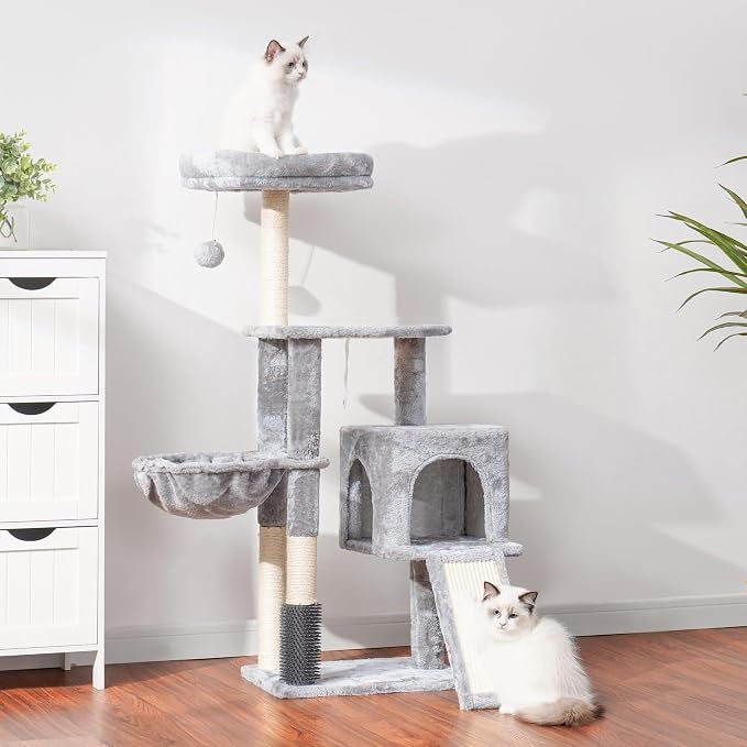 Heybly Cat Tree with Cat Self Groomer Brush, Cat Tower Condo - Image 8