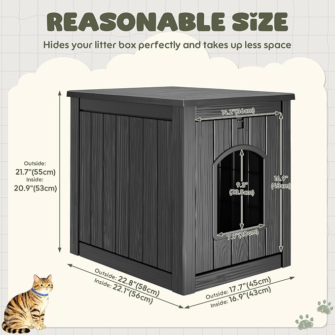 Litter Box Enclosure, Waterproof & Weatherproof Plastic Cat House - Image 2