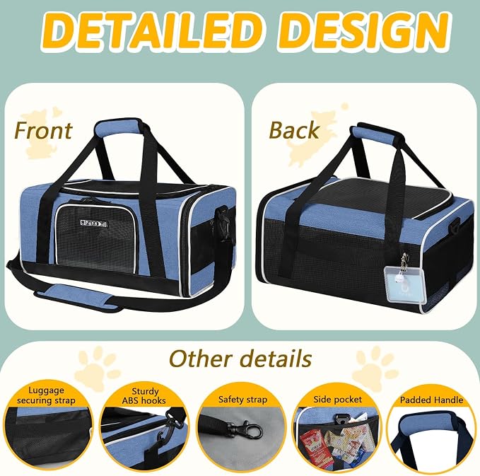 Petskd Pet Carrier 17x13x9.5 Southwest Airline Approved, Pet Travel Carrier Bag - Image 8