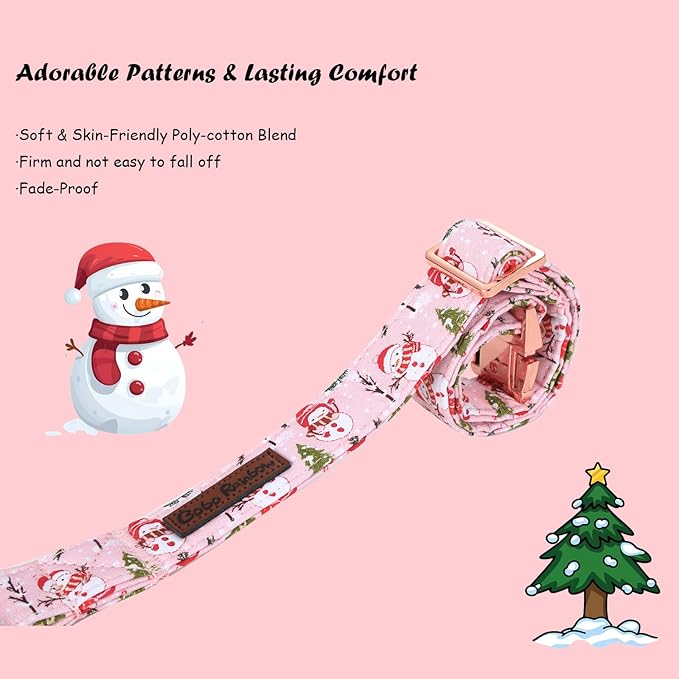 Christmas Dog Collar, Christmas Tree and Snowman Print Cute Winter Holiday - Image 4