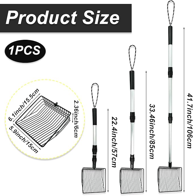Chicken Poop Scooper 3 in 1 Adjustable Long Handle Litter Metal Scoop Heavy - Image 2