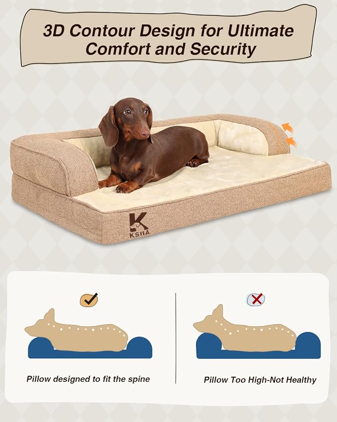 KSIIA Washable Dog Bed Medium Size Senior Dog, Orthopedic Warm Soft Pets Sofa - Image 4