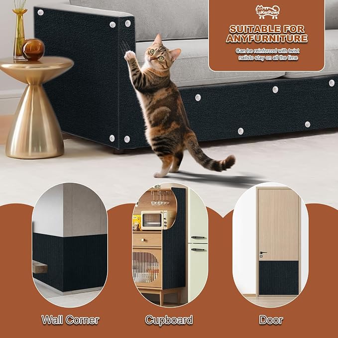 Cat Scratch Mat, Self-Adhesive Trimmable cat Scratch Furniture Protector - Image 6